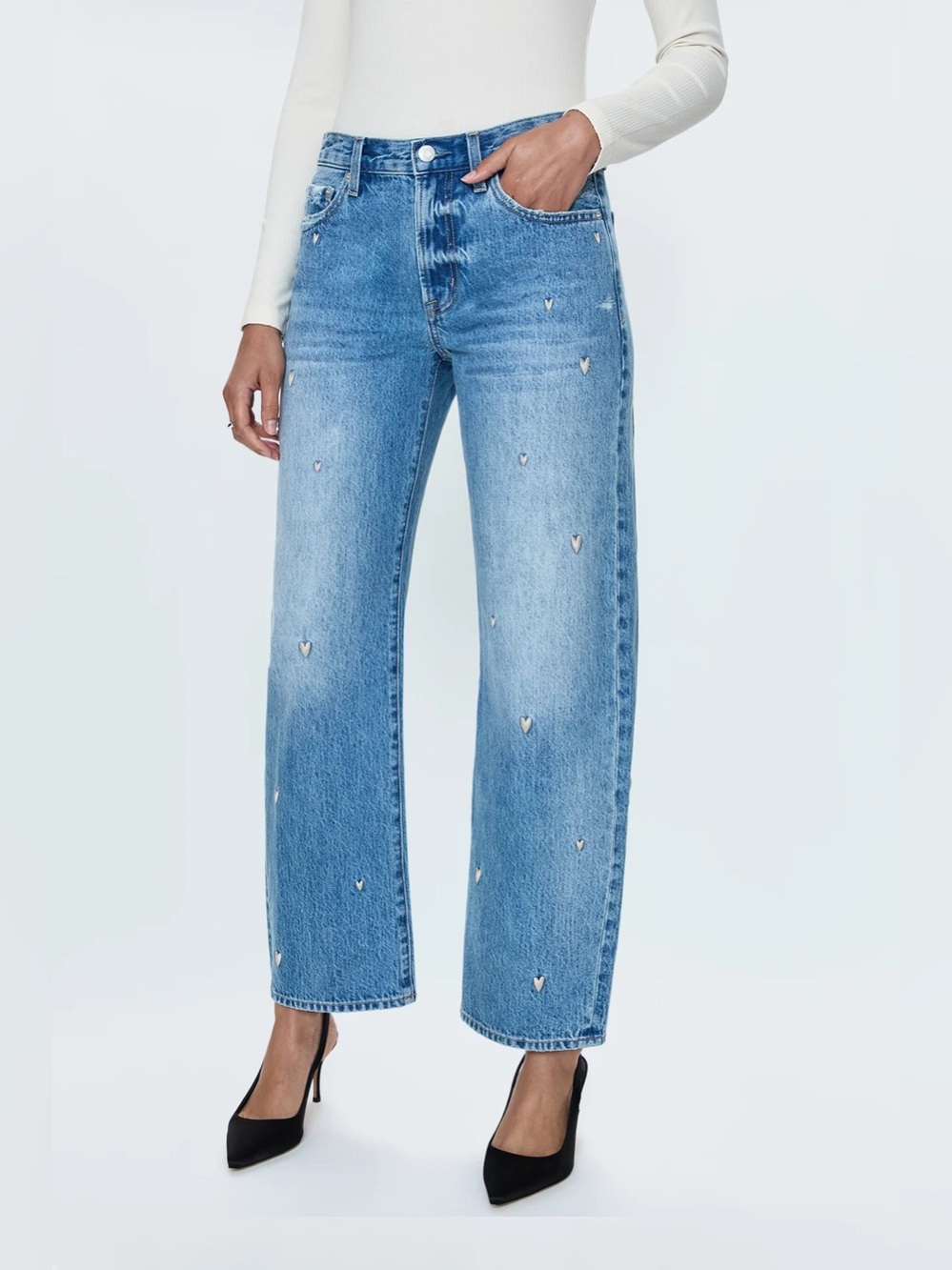 PISTOLA LEXI MID RISE BOWED STRAIGHT JEAN - CONFETTI VINTAGE - Picture 3 of 15